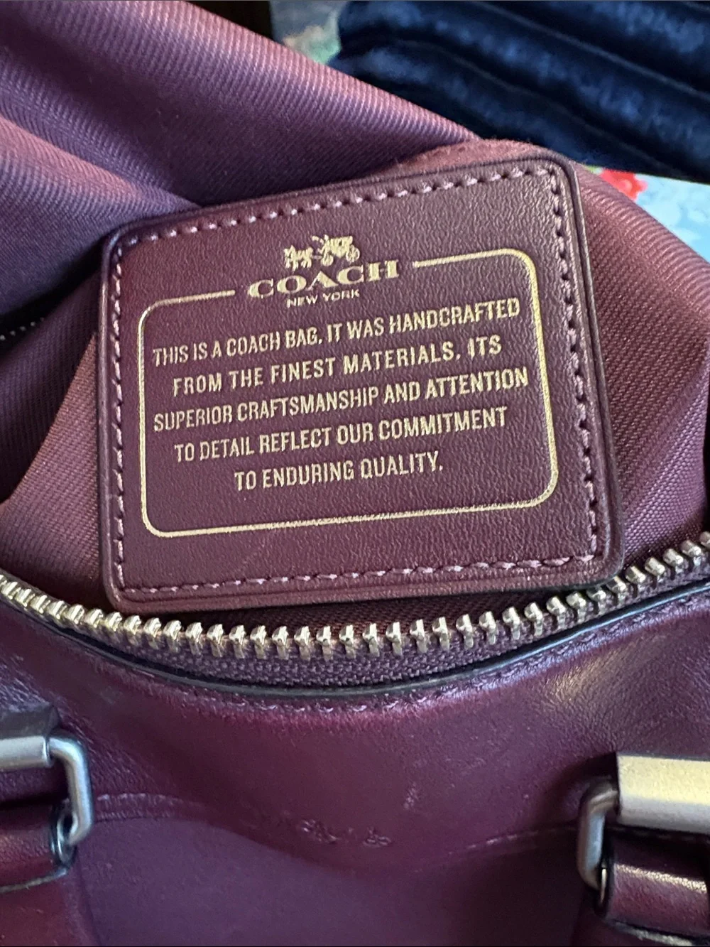 Coach Ace glove tanned leather Satchel Oxblood with Braided Handles.